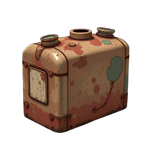 rusty gasoline tank with a whole that got patched