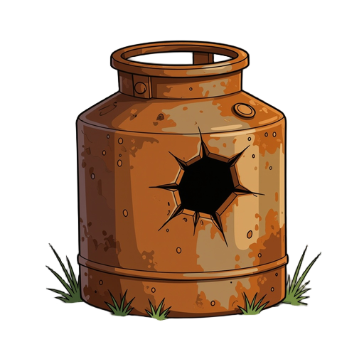 rusty gasoline tank with a hole that got patched