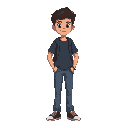 a one filipino teen student idle standing side view full body 