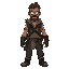 design a 2d character set in a post-apocalyptic world overrun by zombies. this character is the last known survivor, hardened by years of isolation and relentless danger. his appearance should reflect his struggle: tattered clothing, visible scars, and a 