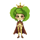 bok choy dressed as a queen, with a crown and cape, slim, beautiful, anthropomorphized, with pigtails, using bright and natural colors.