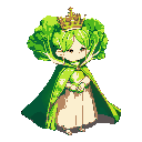bok choy dressed as a queen, with a crown and cape, slim, beautiful, anthropomorphized, with pigtails, using bright and natural colors.