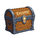 enchanted chest with metal corners, detailed carvings, and glowing runes. fits anime fantasy style with a mystical look that stands out in the game interface.