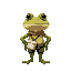 a humanoid frog, adventurer clothes, white a little shoulder bag, cartoon style, 32 bit frame rate