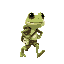 a cute humanoid frog, adventurer clothes, white a little shoulder bag, cartoon style, 32 bit frame rate, run, walk, moving