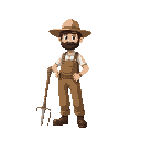 make a farmer with a hoe