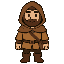 male traveler, hooded cloak, tunic, boots, front view