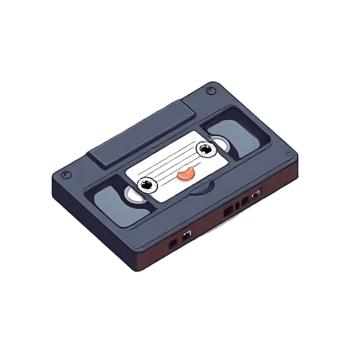 a vhs cassette tape. face on angle.