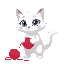 a white cat with blue eyes playing with a ball of wool