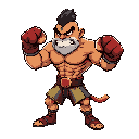 crea un personaje estilo videojuego de box llamado rex “ironstorm” vega, un luchador atlético con una mezcla de fuerza y técnica. su diseño debe mostrar energía, agresividad y velocidad. el personaje debe tener varios tipos de golpe, incluyendo:  jab rápi