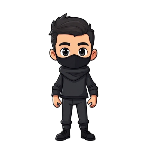 male character with black mask full body