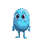 a blue slime with eyes in pastel tones, without legs or arms