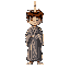 generate a boy with a candel on his head wearing a robe