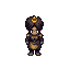 a pale, hollow‑eyed short child with charred hair and a small candle burning on their head. wax drips into their hair and onto bare feet. they wear a scorched tunic, worn soot‑stained pants, and have bits of wax pooled on their shoulder, the faint flame c