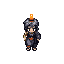 pale, hollow‑eyed short child with short charred hair and a small candle burning on their head, wax dripping into hair and onto bare feet, wearing a scorched ash‑covered tunic and worn soot‑stained pants with holes, bits of wax on shoulders, soft orange c