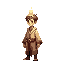 generate a boy with a candel on his head wearing a robe