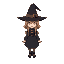light brown haired witch with a black hat