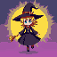 witch flying on a broom under the moon