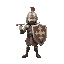 soldier with sword and shield. 