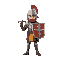 soldier with sword and shield. 