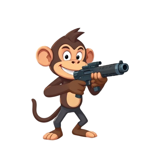 monkey holding gun