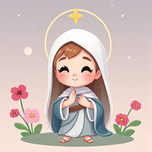 create a cute and childlike image of saint theresa