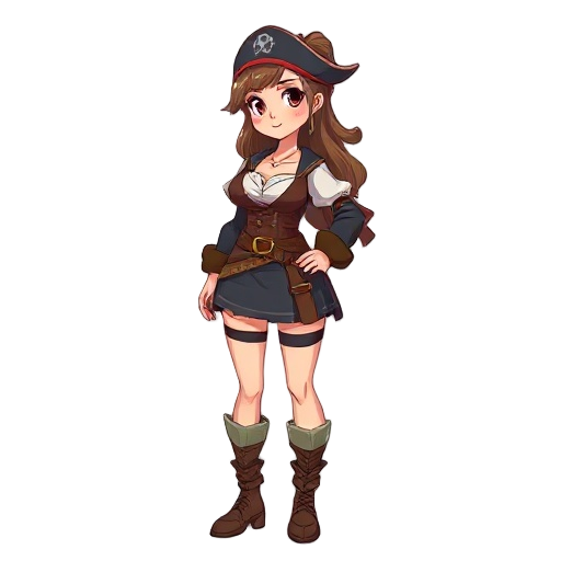 young woman,curvy,pirate clothes