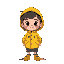 a little kid with a raincoat thats yellow 