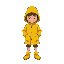 a kid wearing a yellow raincoat