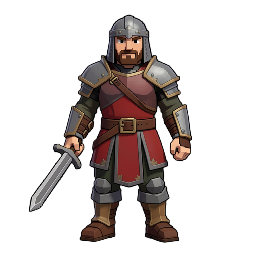 crie um modelo de um heroi na era medieval no estilo rpg no estilo pixel art