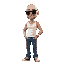 bald hair man, with a white tank top and jeans, with sun glasses