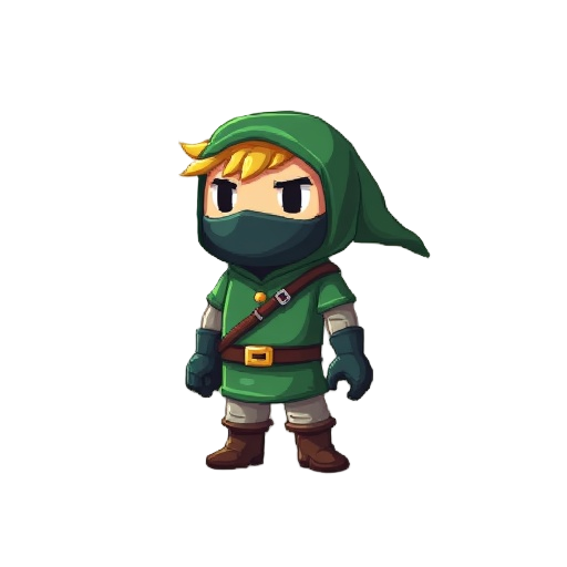 small kind of square ninja based on the first link if the legend of zelda