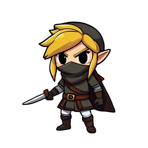 a ninja that is kind of square based on og link from the legends of zelda