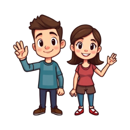 guy and a girl waving 8bit