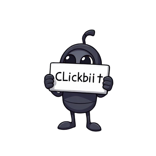 a phishing type clickbait that is holding a sign and is small and has a dark hue to it.
