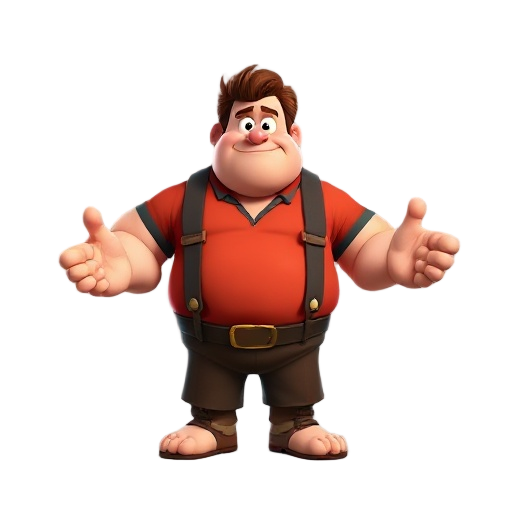 generate ralph from wreck it ralph but one of his arms is a little distorted. 