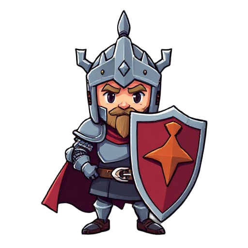 royal knight with huge shield pixel