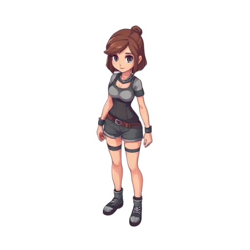 personagem sobrevivente feminino pixel