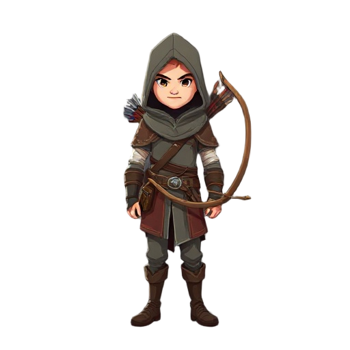 an archer, who wears a hood