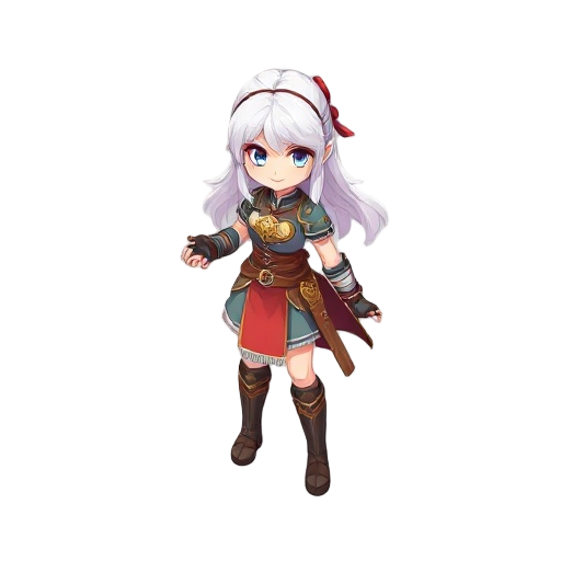 warrior girl, white hair, one handed weapon, sword