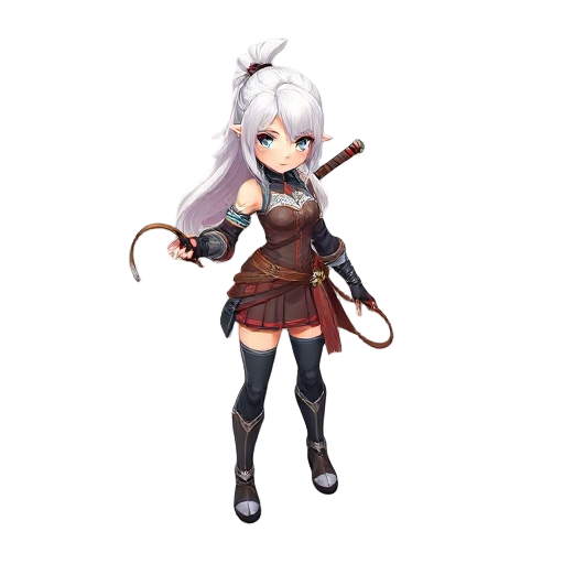 warrior girl, white hair, one handed weapon, whip, latex clothes