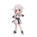 anime girl white hair red eyes fighting pose