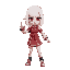 anime girl white hair red eyes fighting pose