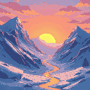 icy mountain landscape sunset