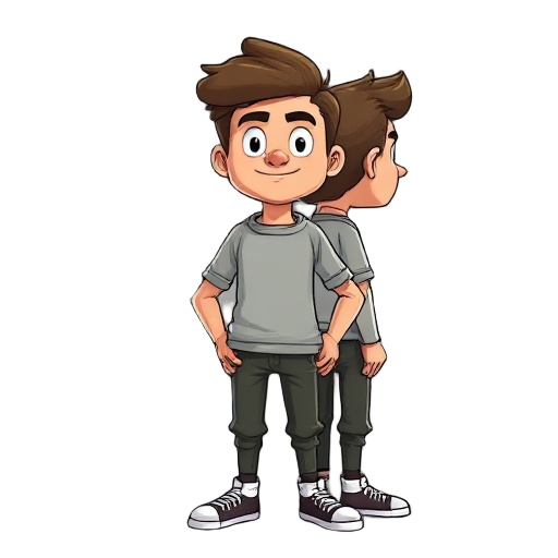 on man character human for front view , 1/4 view, side view turnaround  