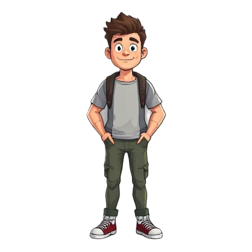 on man character human for front view , 1/4 view, side view turnaround  