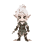 white hair elf warrior, chibi