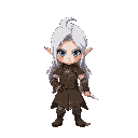 white hair elf warrior, chibi