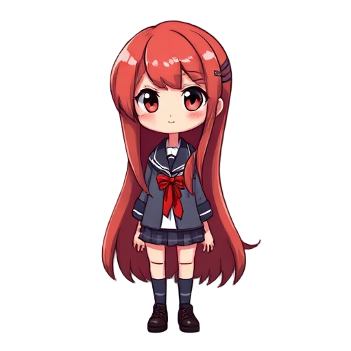a girl with long red hair with school uniform