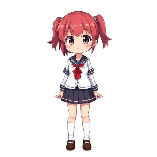 a girl with red hair and school uniform